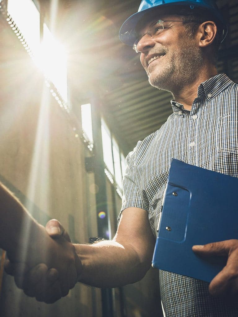 Man happy shaking hands